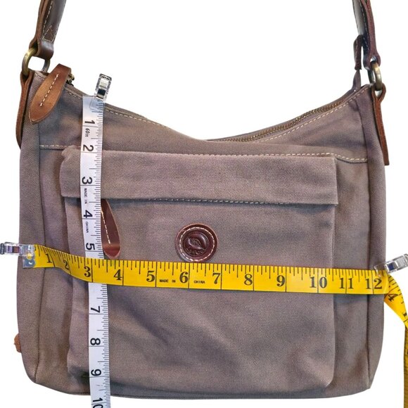 Vintage La Poet Waxed Canvas Crossbody Travel Bag Leather Accents & Weatherproof - Picture 5 of 13